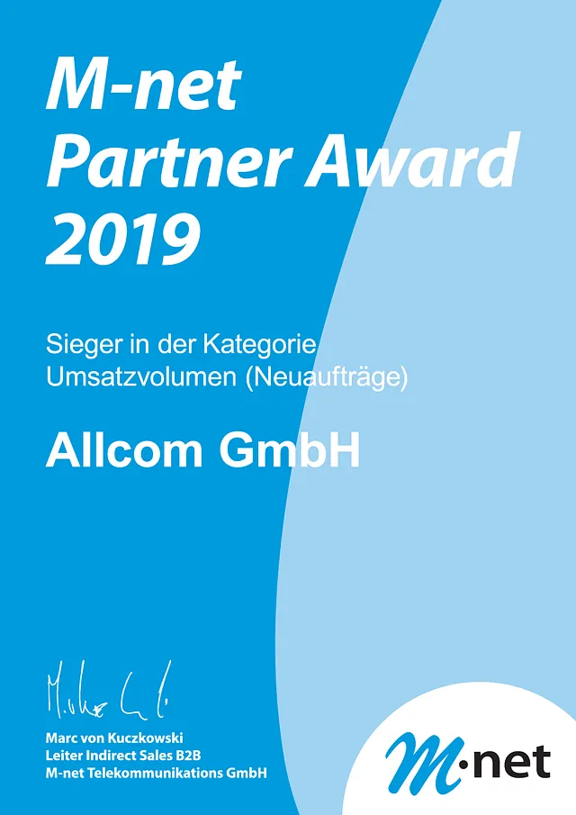 Allcom GmbH - Urkunde