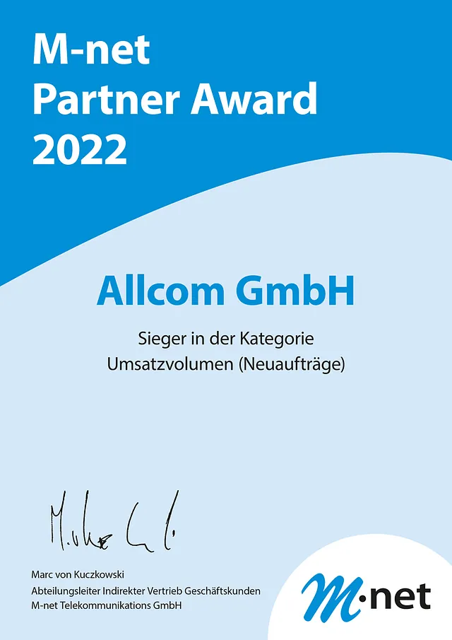 Allcom GmbH - Urkunde