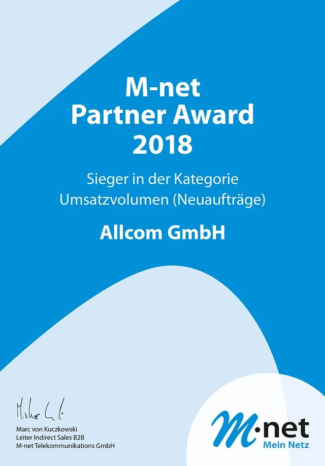 Allcom GmbH - Urkunde